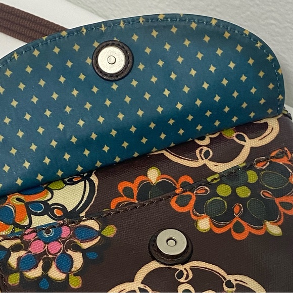 Fossil Key-Per Brown Floral Coated Canvas Crossbody Bag - NWOT - Picture 3 of 9